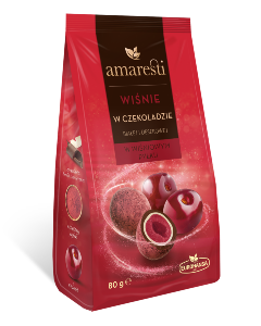 Amaresti Cherries in chocolate sprinkled with cherry powder