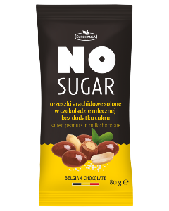 NO SUGAR Orzeszki arachidowe solone w czekoladzie mlecznej bez dodatku cukru